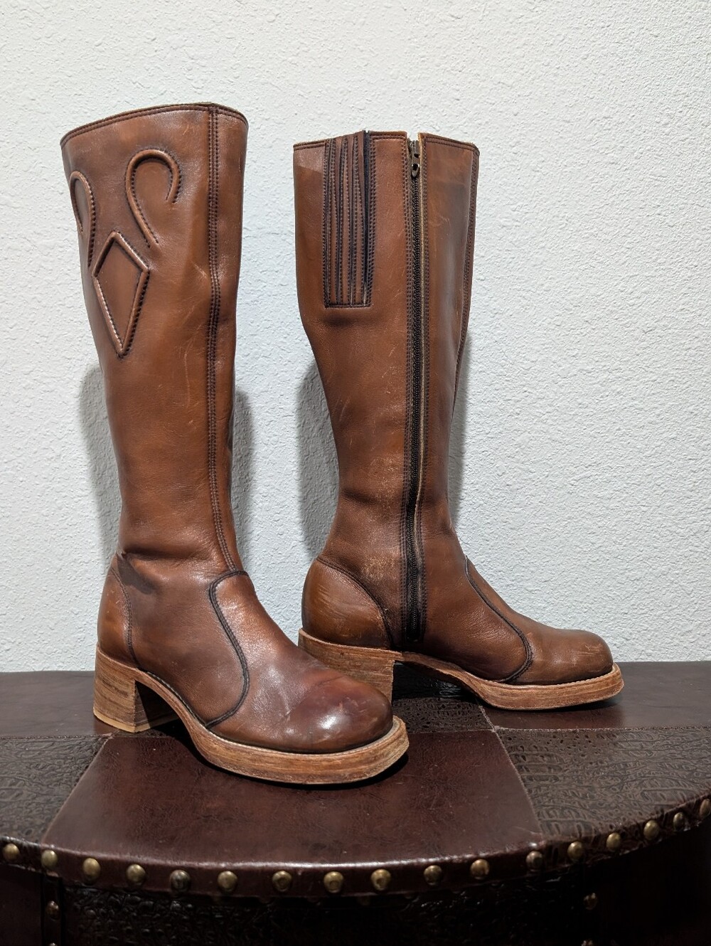 Vintage Frye Black Label Brown Leather Tall Boots Handcrafted USA Size 7B - Picture 16 of 16